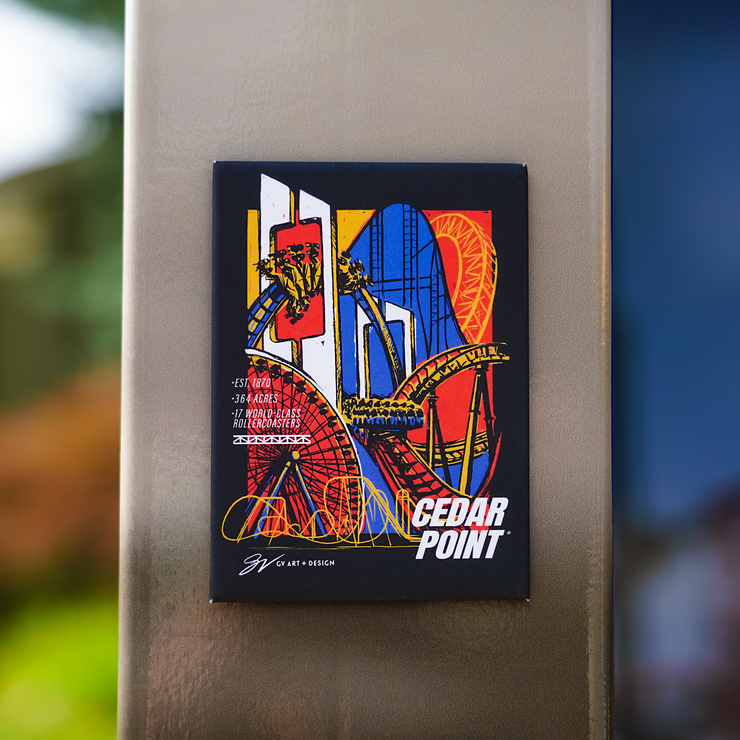 Cedar Point Coaster Stamp Collage Magnet