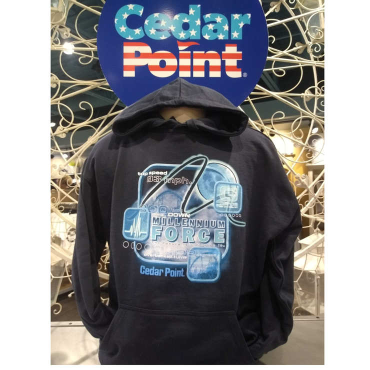 Cedar Point Millennium Force Stats Hooded Sweatshirt