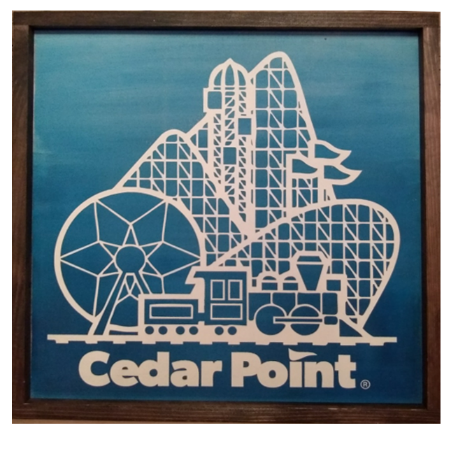 Cedar Point Retro Skyline Wooden Sign - 17" x 17"