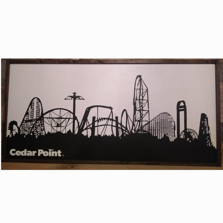 Cedar Point Large Skyline Wooden Sign